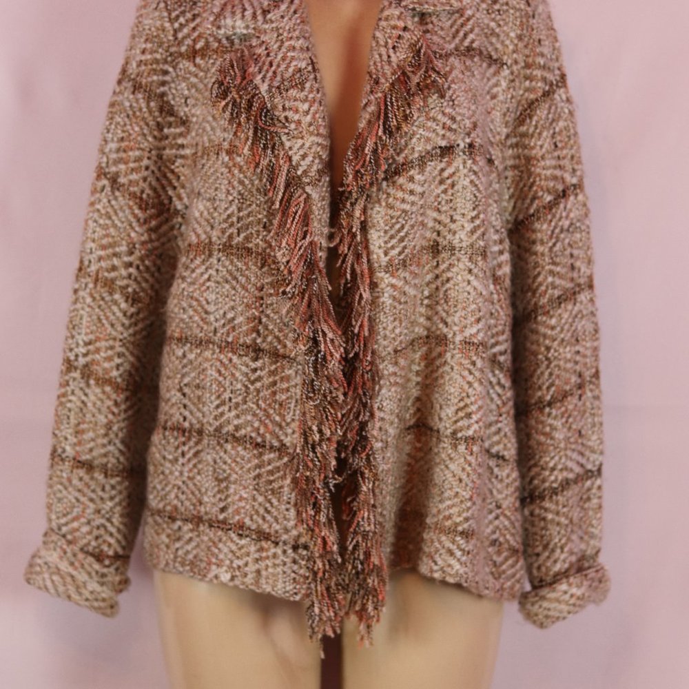 Chicos Beige Multi Color Open Front Cardigan Med - image 5